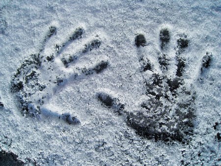 POV - Handprint in snow